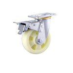 4 Sets 4 Inch Flat Bottom Caster Double Brake Heavy Beige Polypropylene (PP) Caster Universal Wheel