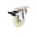 3 Inch Swivel Casters 4pcs Medium Universal Wheels with Double Brake Beige Polypropylene (PP) Caster - 4pcs