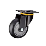 4 Sets 3 Inch Flat Bottomed Movable Caster Black Synthetic Rubber (TPR) Caster Medium Universal Wheel