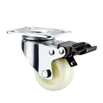 4 Sets 2 Inch Flat Bottom Plastic Caster Double Brake Beige Polypropylene (PP) Caster Light Universal Wheel