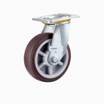 Heavy Duty Universal Wheels 4Pcs 6 Inch Plate Swivel Casters with Double Ball Bearings Flat Bottomed Movable Brown Artificial Rubber Casters