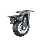 6 Pieces / Box 8 Inch Flat Bottom Caster Double Brake Heavy Duty Gray Core Black Foam Caster Universal Wheel