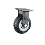 8 Inch Fixed Caster with Double Ball Bearings 8pcs Pack Heavy Duty Gray Core Black Caster Directional Wheels - 8pcs