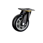 5 Inch Plate Swivel Casters 4PCS PU Heavy Duty Wheels Gray Core Black Polyurethane Caster Universal Wheel - 4PCS