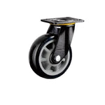 5 Inch Plate Swivel Casters 4PCS PU Heavy Duty Wheels Gray Core Black Polyurethane Caster Universal Wheel - 4PCS