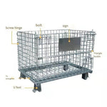 Storage Cage Folding Logistics Turnover Basket Without Wheel Iron Frame Storage Cage Car 800 * 600 * 640mm Wire Diameter 5.6mm