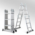 6m Thickened Multi-functional Aluminum Alloy Folding Herringbone Four Fold Engineering Special Ladder Telescopic Straight Ladder Straight Joint Ladder Multi-functional Ladder 1.5m Fold 6m Load Bearing 150kg