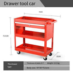 Mobile Tool Car 3 Layer Trolley Repair Tool Car Hardware Tool Storage Cabinet Multi Function Tool Cabinet Parts Cabinet Drawer - Red