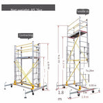 4m Aluminum Alloy Scaffold 1800 * 1900 * 4000mm Folding Lifting Platform With Wheel Movable Frame Engineering Ladder Mobile Scaffold