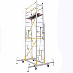 4m Aluminum Alloy Scaffold 1800 * 1900 * 4000mm Folding Lifting Platform With Wheel Movable Frame Engineering Ladder Mobile Scaffold