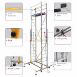 5.2m Aluminum Alloy Scaffold 1800 * 1900 * 5200mm Folding Lifting Platform With Wheel Movable Frame Engineering Ladder Mobile Scaffold