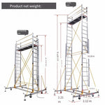 6.3m Aluminum Alloy Scaffold 2200 * 2100 * 6300 Mm Folding Lifting Platform With Wheel Movable Frame Engineering Ladder Mobile Scaffold