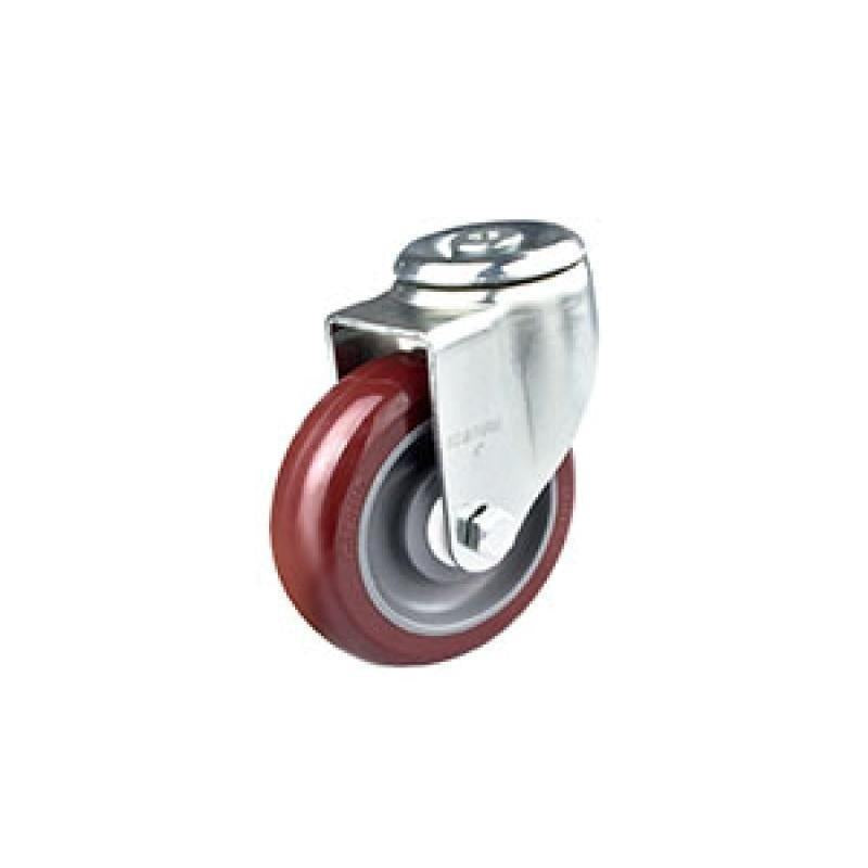 Hollow Rivet Polyurethane Caster Carbon Steel Bracket Load Bearing 125 KG Wheel Diameter 100 mm Wheel Width 32 mm