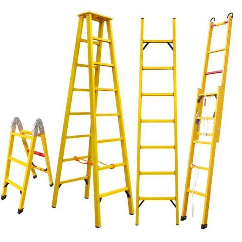 2m  FRP Lifting Insulation Ladder Yellow  Suitable Electric Power, Construction and Building