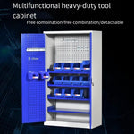 Heavy Duty Tool Cabinet Storage With Hanging Board Multi Function Thickened Double Door Tool Factory Workshop Storage Cabinet - Blue Mesh