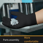 12 Pairs Of Free Size Nitrile PU Black Safety Gloves Coated Gloves Anti-Static Anti-Skid Construction Protective Gloves