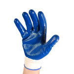 12 Pairs Of Free Size Nitrile Blue Safety Gloves Rubber Coated Gloves Hand Coated Gloves Construction Protective Gloves