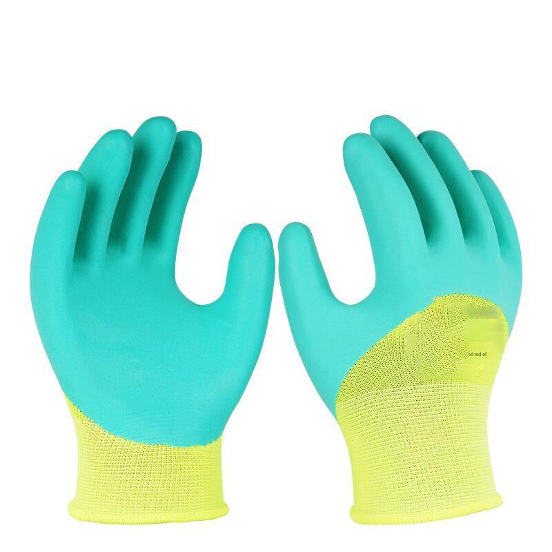 Labor Protection Gloves Foam Latex Gloves Glued Anti-Skid Wear-Resistant Breathable Protective Gloves For Construction Work