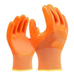 12 Pairs Of Free Size Polyethylene Safety Gloves Dipping Nitrile PU Orange Work Gloves Coated Gloves Work Protective Gloves