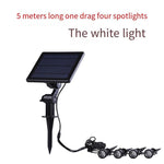 Solar Lamp, Outdoor Spotlight, Super Bright Led, Waterproof Tree Lamp, Lawn Lamp, Courtyard Lamp, Four Spotlights, White Light, 5 Meters Long