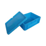 600 * 400 * 230mm Plastic Case Turnover Box With Cover Thickened Blue