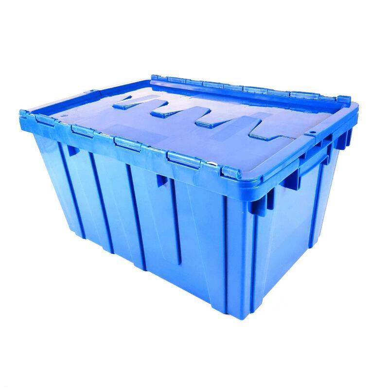 600 * 400 * 370mm Inclined Plug Turnover Box With Cover Logistics Transfer Box  Material Basket Inclined Plug Box Super Distribution Box Blue