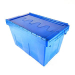 600 * 400 * 320mm Inclined Plug Turnover Box With Cover Logistics Transfer Box  Material Basket Inclined Plug Box Super Distribution Box Blue