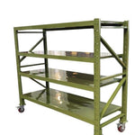 4 Tier Removable Storage Rack Army Green Left And Right Rear Three Side Screening Pulley  2 * 0.6 * 1.8m