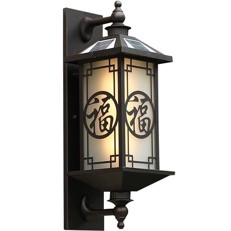 Solar Wall Lamp Household Outdoor Waterproof Courtyard Lamp New Chinese Outdoor Corridor Villa Door Induction LED Lamp Solar Warm Light