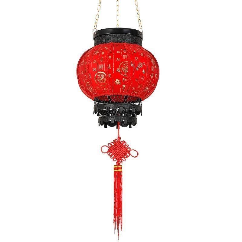 Solar Lantern Solar Lantern Nostalgic Chinese Antique Red Lantern Courtyard Chinese Style LED Lantern Outdoor Retro Diameter 500mm