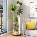 Flower Rack Indoor Multi-storey Mobile Flower Rack Living Room Green Rose Chlorophytum Flower Rack Flower Pot Rack Pulley Round Six Storey White Rack + Yellow Board