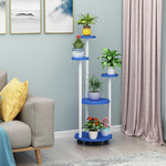 Flower Rack Indoor Multi-storey Mobile Flower Rack Living Room Green Rose Chlorophytum Flower Rack Flower Pot Rack Pulley Round Six Storey White Rack + Yellow Board