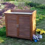 Outdoor Tool Room Garden Tool Cabinet Garden Sundry Room Solid Wood Outdoor Solid Wood Shoe Cabinet Modern Simple Waterproof Sunscreen Storage Cabinet