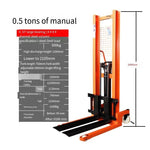 Manual Hydraulic Stacker Hydraulic Forklift 0.5t 500kg Rise 1.6m Hand Push Handling Lift  Pallet Lift Stacking