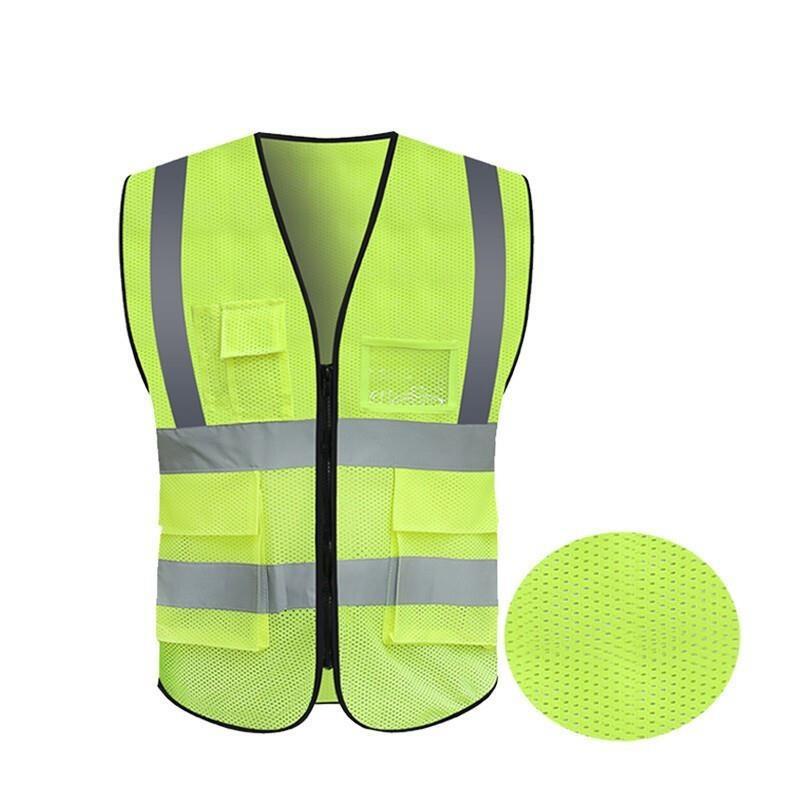 Printable Breathable Mesh Multi Pocket Fluorescent Yellow Reflective Vest Traffic Protection Reflective Vest Warning Clothing Construction Road Maintenance