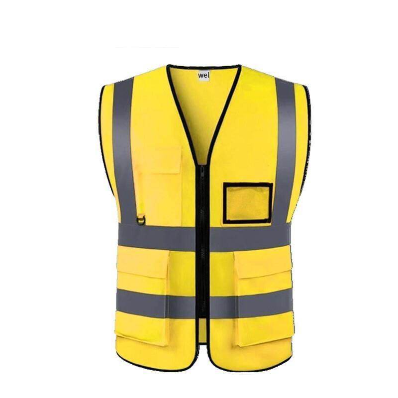 Yellow Multi Pocket Reflective Vest Traffic Protection Reflective Vest Warning Clothing Construction Road Maintenance