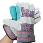 A Pair Protective Gloves Wear Resistant Stab Resistant Tear Resistant Handling Machinery Electric Welding Construction Canvas Leather Gloves L