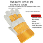 Short Cow Leather Welding Gloves Two Layer Cow Leather Welding Welder's Special Anti Scalding Wear Resistant Heat Insulation Labor Protection Gloves Palm