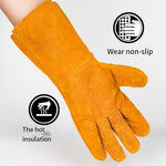 12 Pairs Cow Leather Welding Gloves Special For Labor Protection Welding Welder Lengthened And Thickened