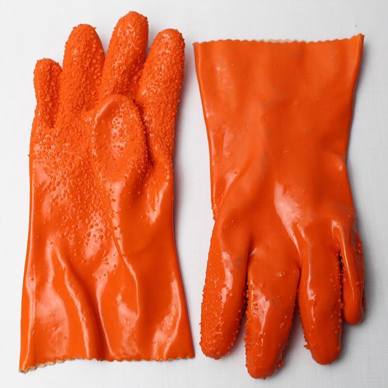 Killing Fish Rubber Latex Gloves Labor Protection Rubber Particles Anti-skid Wear-resistant Oil Resistant Acid And Alkali Resistant Orange L