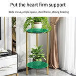 Flower Rack Living Room Light Luxury Pot Balcony Iron Art Floor Potted Green Plant Rack [creative Multi-layer] White Marble