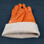 Granular Non Slip Gloves Labor Protection Cotton Wool Impregnated Plastic Oil Resistant Wear Resistant Sweat Absorbing Catching Killing Fish Orange