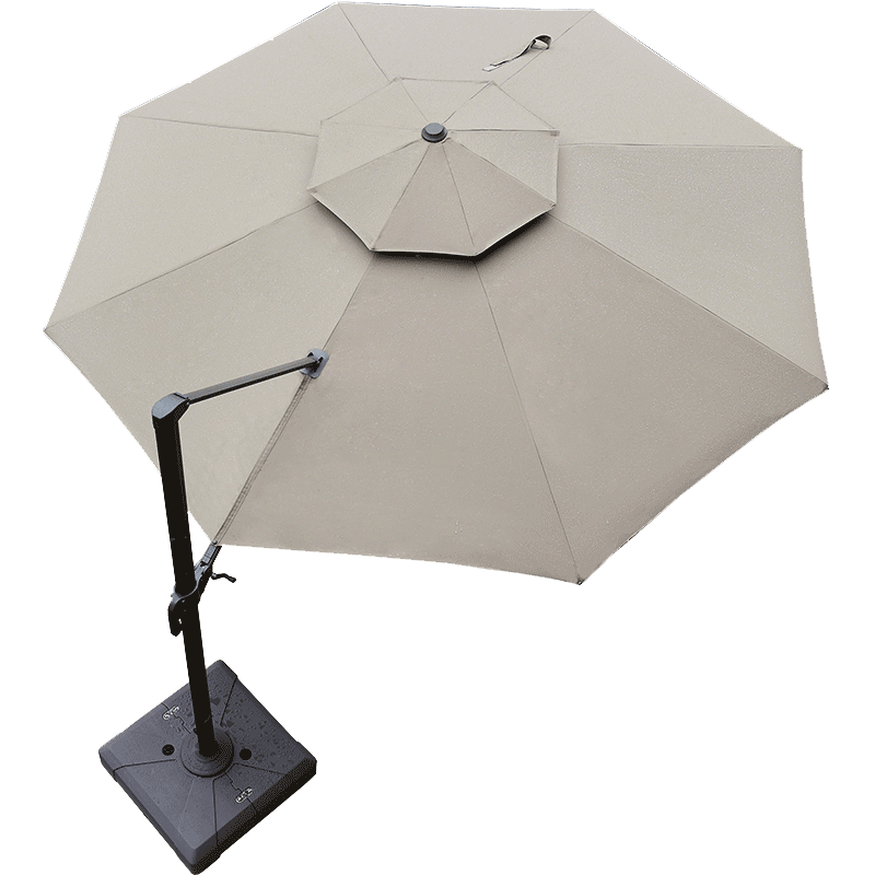 Outdoor Umbrella Sunshade Umbrella Outdoor Umbrella Khaki Super Large Thick 3.5m Round [with 100kg Marble Rotary Base]