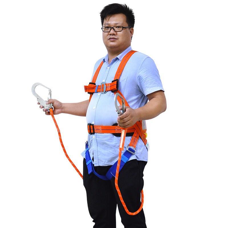 High Altitude Work Safety Belt Double Hook Five Point Full Body Anti Falling Buffer Bag Construction Work Outdoor Construction Protective Labor Protection Articles Full Body Five Point Safety Belt