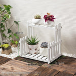 Solid Wood Flower Rack Living Room Balcony Floor Multi-storey Flower Pot Rack On The Table White 30 Long