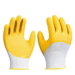 12 Pairs Of Free Size Nitrile PU Yellow Safety Gloves Wrinkle Latex Gloves Construction Protective Gloves