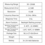 ECVV Sound Level Meter Portable Digital Noise Meter Tester with LCD Backlight Display Decibel Meter with Data Record Function Measuring Range 30~130dBA