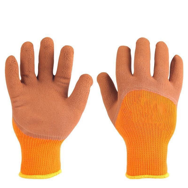 10 Pairs Of Free Size Nitrile PU Orange Thermal Safety Gloves Foamed Latex Gloves Construction Protective Gloves