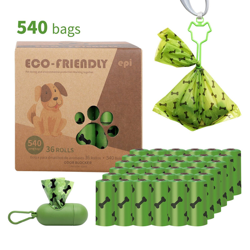 540 Dog Poop Bags Biodegradable Pets Waste Bag with Dispenser and Leash Clip for Dog Extra Thick 100% Leak Proof Bag Doggy Bags 36 Rolls 9" x 13"