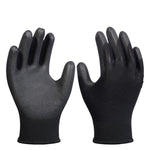 12 Pairs Of Free Size Nitrile PU Black Safety Gloves Coated Gloves Anti-Static Anti-Skid Construction Protective Gloves